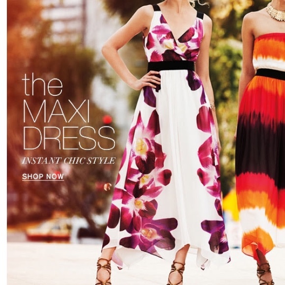 {Express} Floral Asymmetrical Hem Maxi Dress - Picture 1 of 6